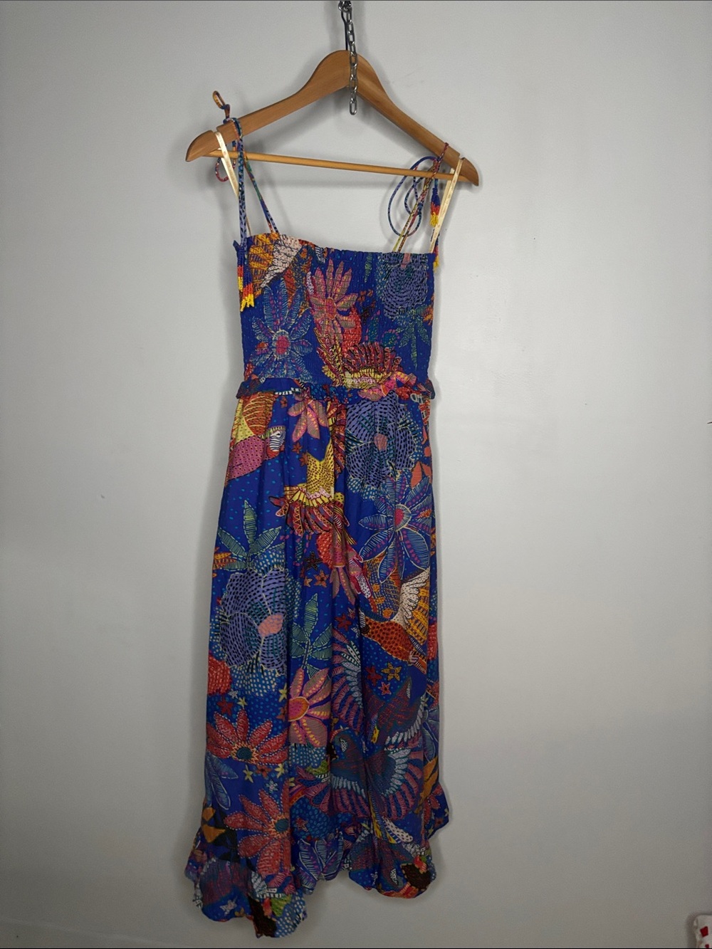 FARM Rio Blue Floral Print Maxi Dress with Orange Accents - Picture 7 of 11